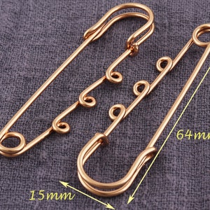 6pcs 64mm Saftey Pin,Brooch pin,Light Gold pin,Safety Pin,Locking Stitch Markers,Jumbo Safety Pins,Giant Gold Kilt Pins,Big Pins Safety Pins