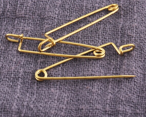 Jewelry/ Crafts- Large SAFETY PIN BROOCH SWEATER TACK/ TIES ? -goldtone - 2