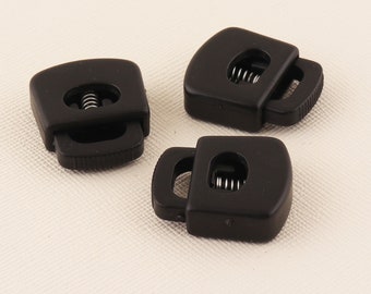 Cord Lock Stopper Toggles,Black Barrel Cylinder Cord Lock Single Hole Stopper,Toggle Button Cord Lock Stopper--23mmx10mm**24-50pcs