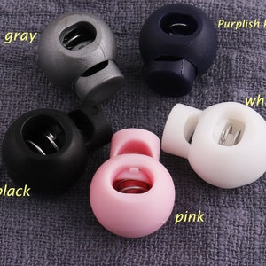 7mm  Spherical cord stopper lock end toggles with metal spring,30pcs Five colors Plastic Spring Cord Stopper Cord Locks