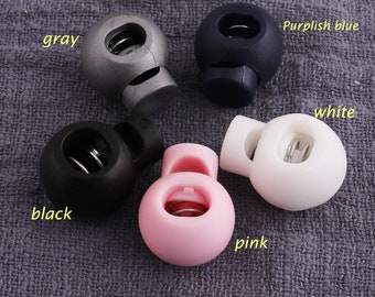 7mm  Spherical cord stopper lock end toggles with metal spring,30pcs Five colors Plastic Spring Cord Stopper Cord Locks