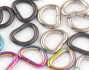 Anillos en D de arcoíris de bronce plateado 1/2 ''(13mm) 10-50 uds, herrajes para bolsos, accesorios para bolsos cruzados, fabricación de bolsos, anillos de metal, bolsos hechos a mano