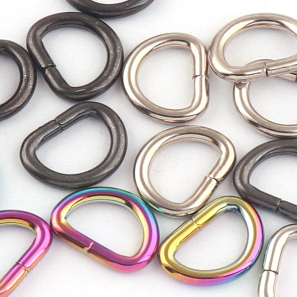 Silver Gunmetal Rainbow D rings 1/2''(13mm) 10-50pcs,bag hardware,crossbody bag fittings,bag making,metal rings,handmade bags