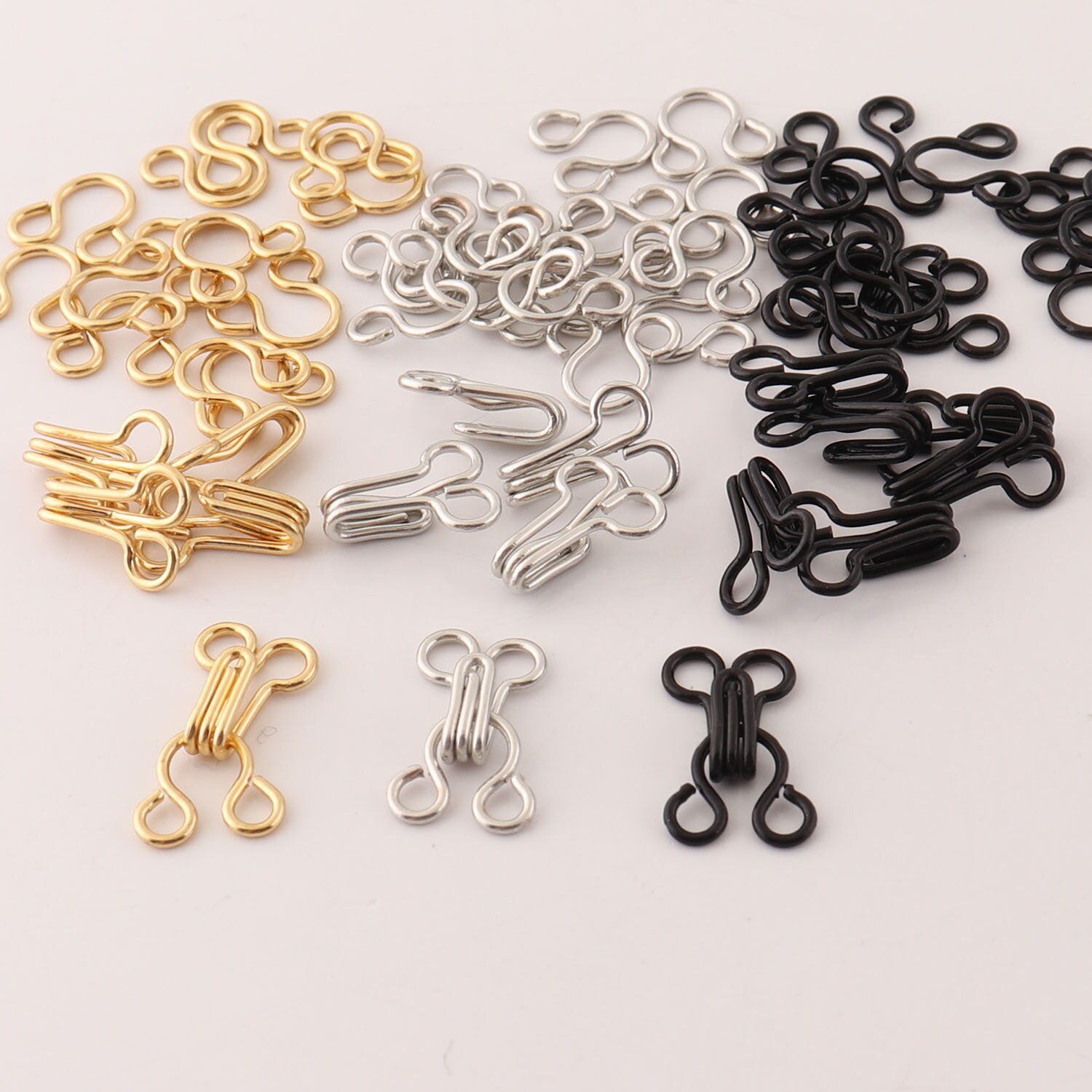 Sluiting haken en ogen, 60 stuks, in zwart, haak ogen voor bh, bikini, jurk, rok, kleding haken, haken voor kleding, oog sluiting voor naaien, ondergoed sluitingen, DIY Naaien Haak Oog