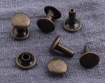100Set  Bronze Double Cap Rivets ,Round Rapid Rivet, Mushrooms rivet studs ,Metal rivet for purse bags Belts Bracelets 9mm×11mm