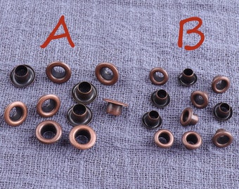 200pcs Copper  Eyelets Grommets With Washers,Round Grommet Eyelet,small hole eyelet,4mm 3mm Plated Metal Eyelets