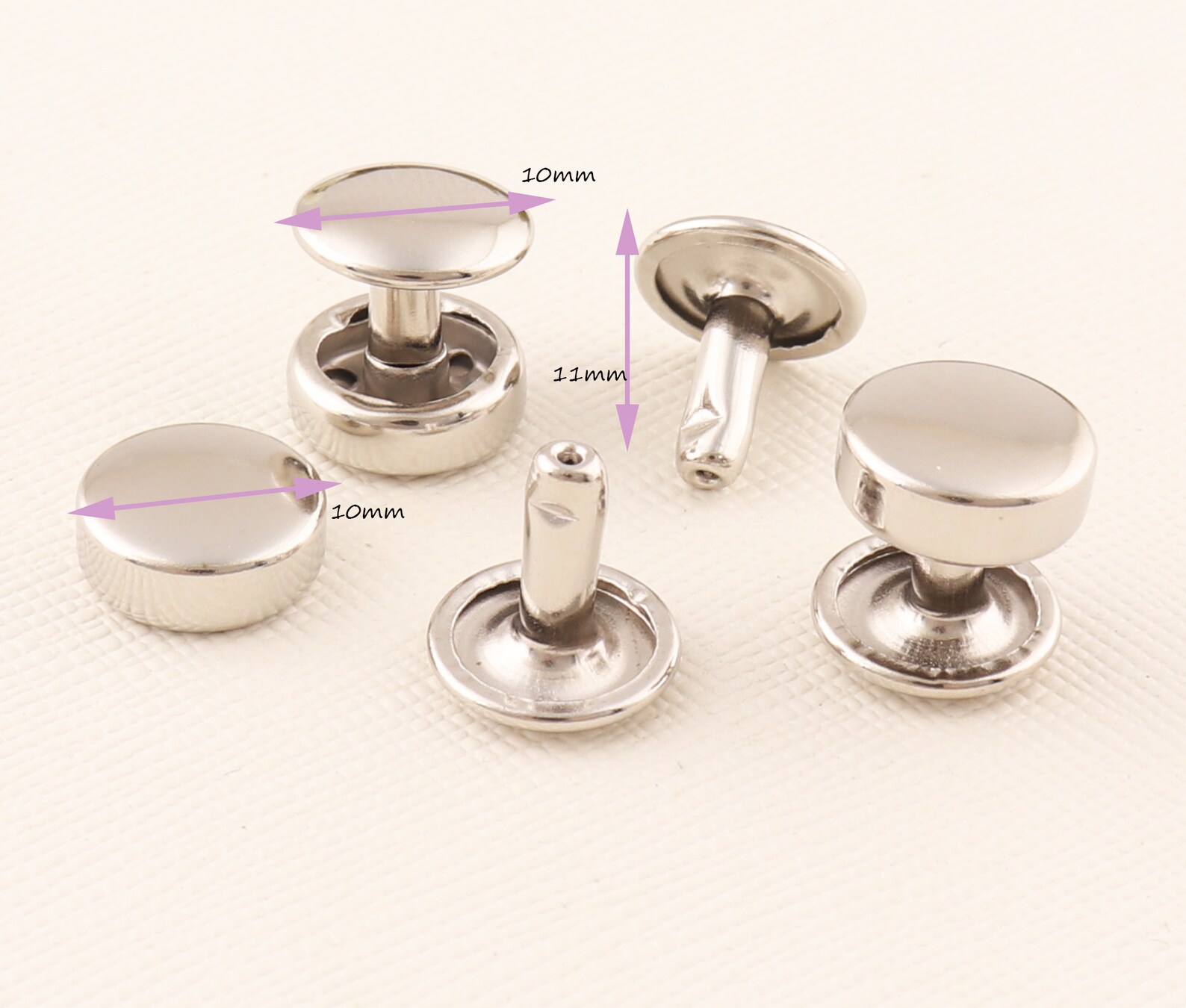 100 Remaches Huecos Decorativos De Acero - Tamaños 6 Mm, 8 Mm, 10 Mm, En Colores Plata Y Negro