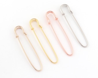 Large Vintage Silver/Light gold/Gold/Rose gold Plt Safety Pin, 3.5", for Bead Craft and Jewellery Silver Coloured-10PCS