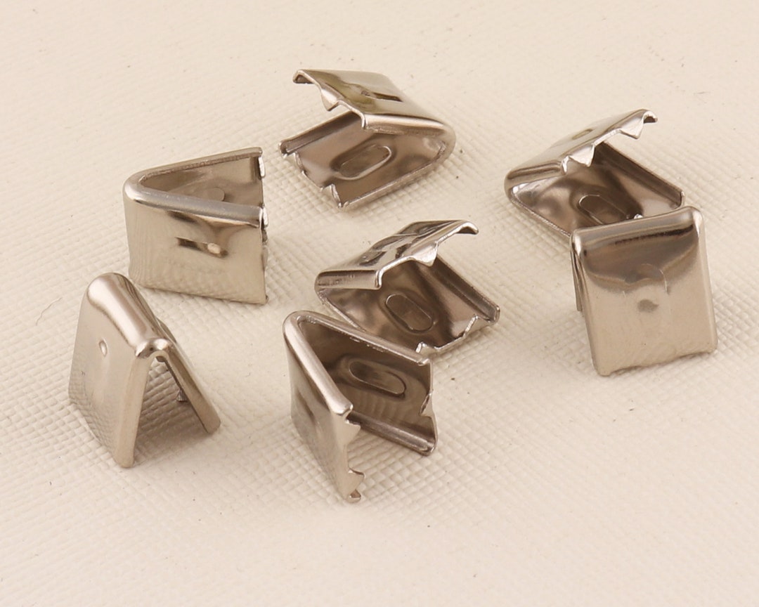 Flat Ribbon Clamp End Crimp,ribbon Crimp Ends With Loop,silver Rope ...