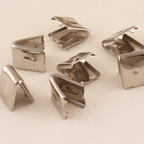 Flat Ribbon Clamp End Crimp,Ribbon Crimp Ends with Loop,Silver Rope Clip, Ribbon Ends Crimp,Ribbon Crimp-11mmx9mm**50-200pcs