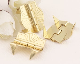 Light gold decorative jewelry box hinges,22mm Self-Closing Hinge,Mini Metal Small Box Hinge,Hinges Cabinet Door--15pcs