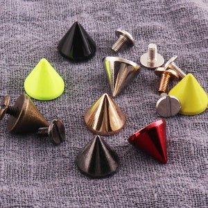 Rivet Cone Studs 10/30sets Bullet Punk Spikes Rivets 11mm Colored Plated Metal Screw On Leather Craft Rivets Used For Shoes Purse Clothes