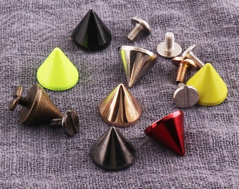 Rivet Cone Studs 10/30sets Bullet Punk Spikes Rivets 11mm Colored Plated Metal Screw On Leather Craft Rivets Used For Shoes Purse Clothes