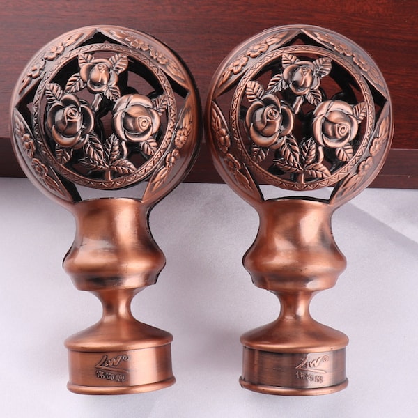 13cm Copper Curtain rod ends/ finials/ pole ends,Antique French curtain pole finial,End Finials,Leaf Finials, Drapery Finials, Round Finials