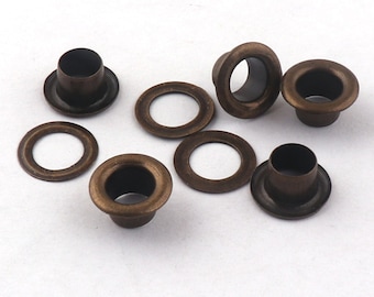 100pcs Antique Bronze Metal Eyelets Grommets With Washers,Round Grommet Eyelet,Clothing, shoes, bags, hats eyelet,6mm Eyelets