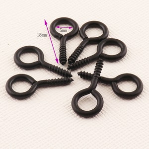 Zwarte schroef oog haak bail pinnen, 120pcs oog haak schroef, 5mm decoratieve schroef, kleine schroeven, schroef oog, kleine oog schroeven