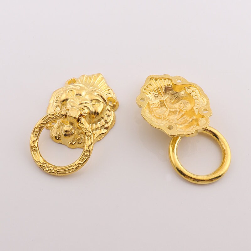 Extracción del anillo de la cabeza del león de oro mango del | Etsy