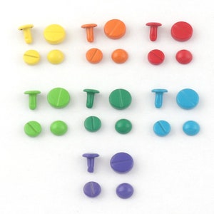 Double Cap Rivets 6x7.5 8x7.5 Red Orange Yellow Green Dark green Blue Purple Stud Rivets Leather Craft Repair x100