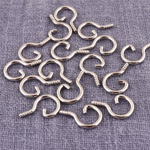 160pcs Screw eye, 10mm Silver Mini Eye Hooks, Screw Eye Bails, Eye Pin Screw Bail,  Tiny eye screws, Eye Hook Screw for Charm Pendant
