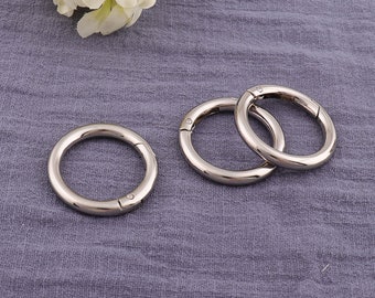 Silver  oval ring，Round Strap Buckle,6pcs silver Snap Clip Clasp,Oval O Rings,Purse Strap Rings,Snap O-Rings - 1-1/4"（32mm）