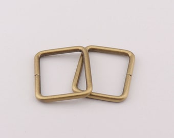 Anti anneaux rectangulaires en laiton, sacs clasp,12pcs rectangle anneau de bourse, anneau carré, boucles de ceinture - 1-1/4" (32mm)