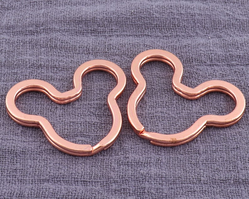 10pcs Mickey shape Key Rings Rose gold Flat Key Ring Pl 10pcs Mickey shape Key Rings Rose gold Flat Key Ring Pl