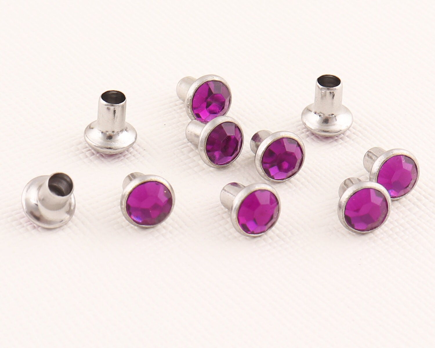 Purple Crystal Rivets 30pcs Decorative Rivets 6mm Metal Etsy UK