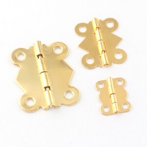 Small Gold Butterfly Hinges,16mm/25mm/31mm Metal flap hinge,edge hinge,Jewelry box hinges,Decorative hinges,Self closing hinge-10pcs