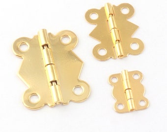 Small Gold Butterfly Hinges,16mm/25mm/31mm Metal flap hinge,edge hinge,Jewelry box hinges,Decorative hinges,Self closing hinge-10pcs