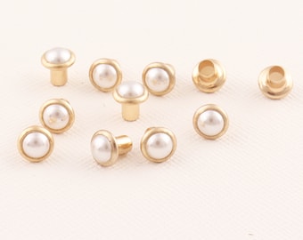 Remaches de cristal blanco, remaches metálicos de 6 mm, remaches decorativos 50pcs, remaches redondos, joyas de remaches, remaches de piedra de Rin para prendas de vestir