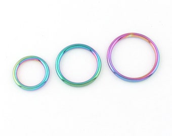 20mm 25mm 30mm Rainbow O Ring Round Metal Alloy Purse Strap Rings Bag Handbag-4pcs/lot