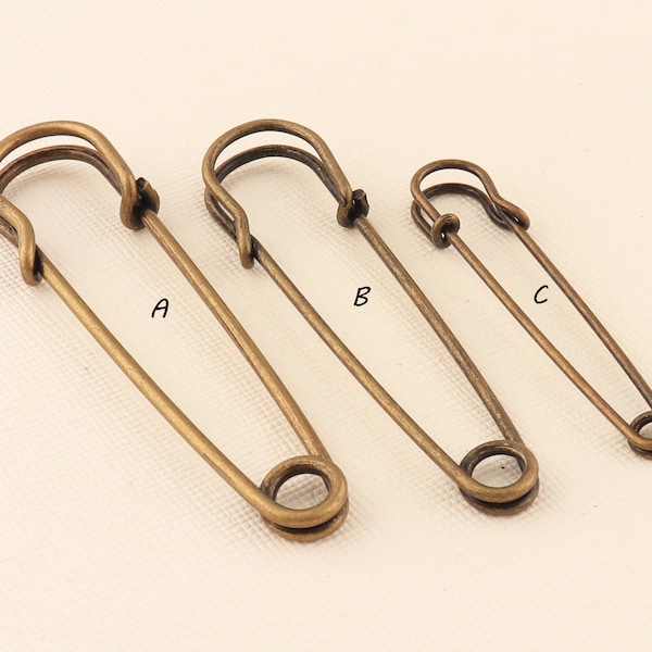 Antique Bronze Safety pin,Brooch pin,Decorative pins,Metal pins,Pins for clothing,Garment pins,Lapel pin