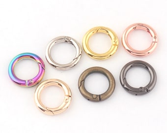 Spring Ring 1/2''(13mm) CHOOSE COLOR Small Spring O Ring Rainbow Round Push Gate O Ring Metal Clasp For Leather and Fabric Clasp-10pcs/lot