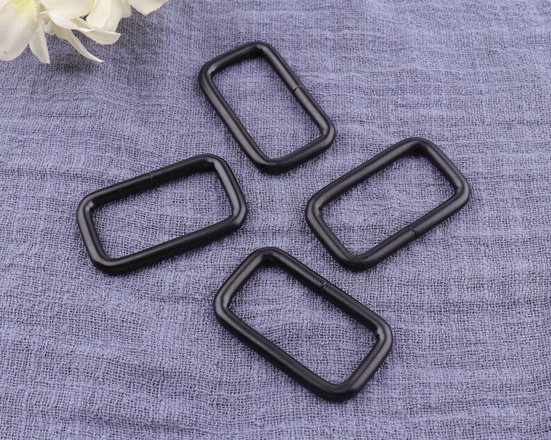 1-14\uff0832mm\uff09 Black Square ring,rectangle loop ring,bag straps,Purse Making Accessories 12pcs Black rectangular buckles