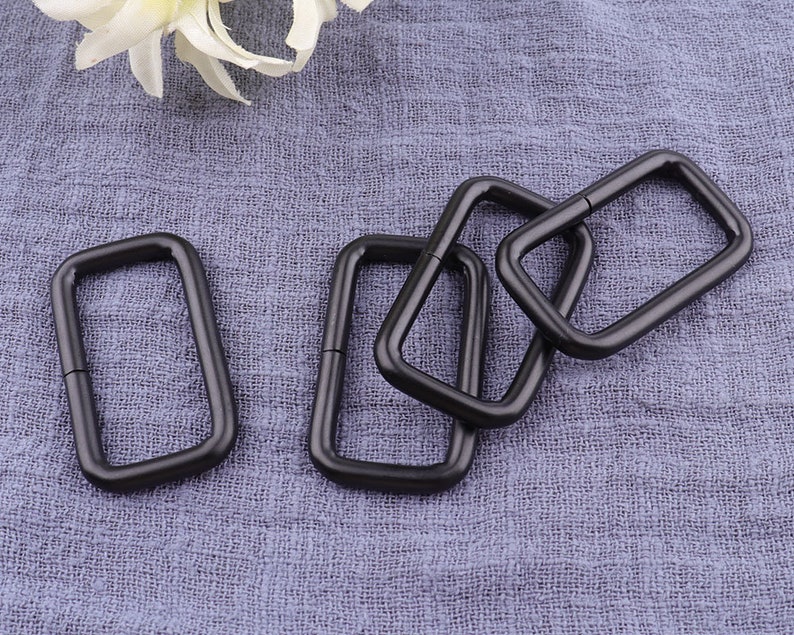 1-14\uff0832mm\uff09 Black Square ring,rectangle loop ring,bag straps,Purse Making Accessories 12pcs Black rectangular buckles