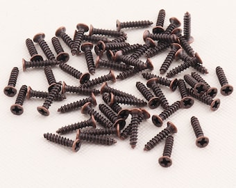 Phillips Flat Head Wood Screw,Red copper Screws for hinges and small box projects,Decorative Screws,Small Screws-10mm**-100pcs