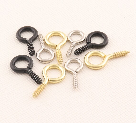 Black/light Gold/silver Mini Eye Hooks, Screw Eye Bails, 100pcs Small  Screw, Plated Screw Eye Hook, Eye Hook Screw 