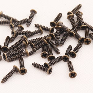 Parafusos decorativos de cabeça cruzada/parafusos de cabeça plana/parafusos de madeira de bronze antigo/parafusos de drywall/hardware em miniatura Parts-10mm**300pcs