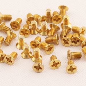 Flat Round Head Bugle Tapping Screw, Replacement Cross X Phillips Drive Gold Hinge Wood Leathercraft-6mm**50pcs