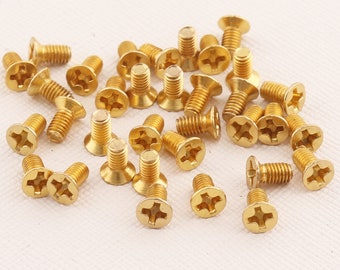 Flat Round Head Bugle Tapping Screw, Replacement Cross X Phillips Drive Gold Hinge Wood Leathercraft-6mm**50pcs