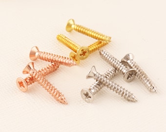 Rose Gold/Light Gold/Silver Slotted Wood Screws,Decorative screw,Small screws,Flat head screws for box,Wood screws-100pcs