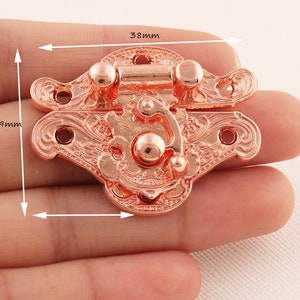 Cerradura de la caja de la joyería del oro rosa, cerradura del pestillo, cerradura del embrague, cerradura de la caja de madera del 4 conjunto, bloqueo antiguo de 38 mm, bloqueo de la vendimia, cerradura del beso