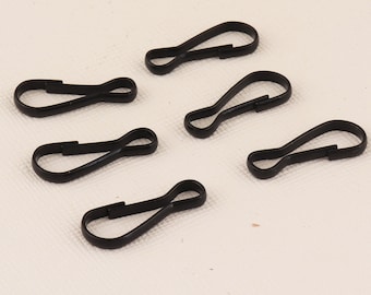 Gancho de lanyard plateado, gancho para tarjeta de identificación o llavero, ganchos de metal negro de 20 mm, llavero de carabiner, ganchos de lanyard de metal negro-200pcs