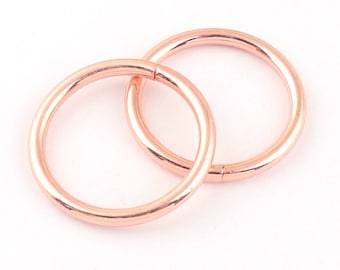 Rose gold O Ring 25mm Welded Metal O Buckle 1 Inch Belt Collar O Ring Purse Strap Connector Round Ring Leather Craft Hardware-10pcs