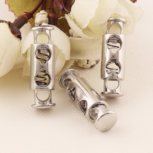 Spring cord lock, 5MM Cord Lock Stopper,12pcs Rope Purse Buckle,  Lock end toggles with metal spring