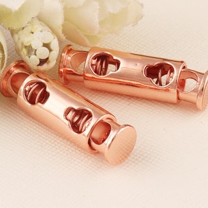 Rose Gold Rope Buckle, Purse Buckle, Cord Toggle Lock,5mm Connector Buckle, Clear Frosted,12pcs Stopper Toggle Lock Ends