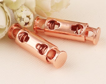 Rose Gold Rope Buckle, Purse Buckle, Cord Toggle Lock,5mm Connector Buckle, Clear Frosted,12pcs Stopper Toggle Lock Ends