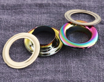 Rainbow eyelets 20 sets with washers，13mm Metal Grommets Eyelets ,Metal eyelets For Clothes, Metal eyelets For Bead Cores  Leather