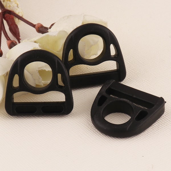 Black Plastic D Ring, Triangle d'ajusteur avec bar Swivel Clip D Ring Buckle Plastic Black, Plastic D Rings For Backpack-25mm-24-50pcs