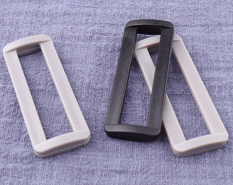 12pcs noir / gris Rectangle D anneau, anneau, fermoir sangle, sac de plastique carré bretelles, chaussures buckle - 2"(50mm)